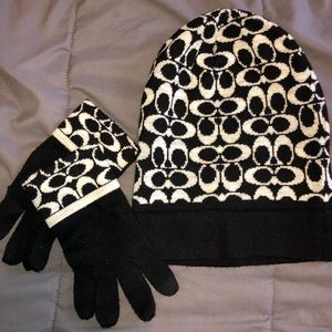 coach beanie and gloves set